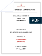 Master in Business Administration: Managerial Economics (MPME 7113) Assignment 1