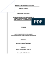 Aprendizaje de Los Fundamentos Técnicos Básicos Del Ajedrez Con Apoyo de La Computadora Autor Arturo Carreón Gómez