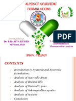 Analysis of Ayurvedic Formulations: SPMVV - Tirupati