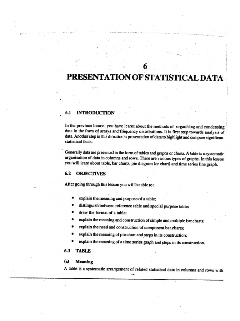 L-6 Presentation of Statistical Data | PDF