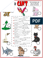 Ability Can or Can't Esl Worksheet With Animals Vocabulary For Kids