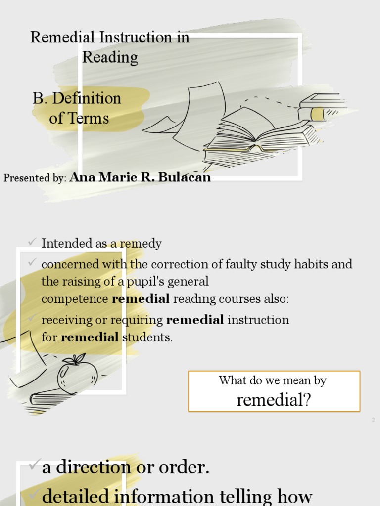 Remedial Instruction in Reading Definition of Terms | PDF | Reading  Comprehension | Teachers