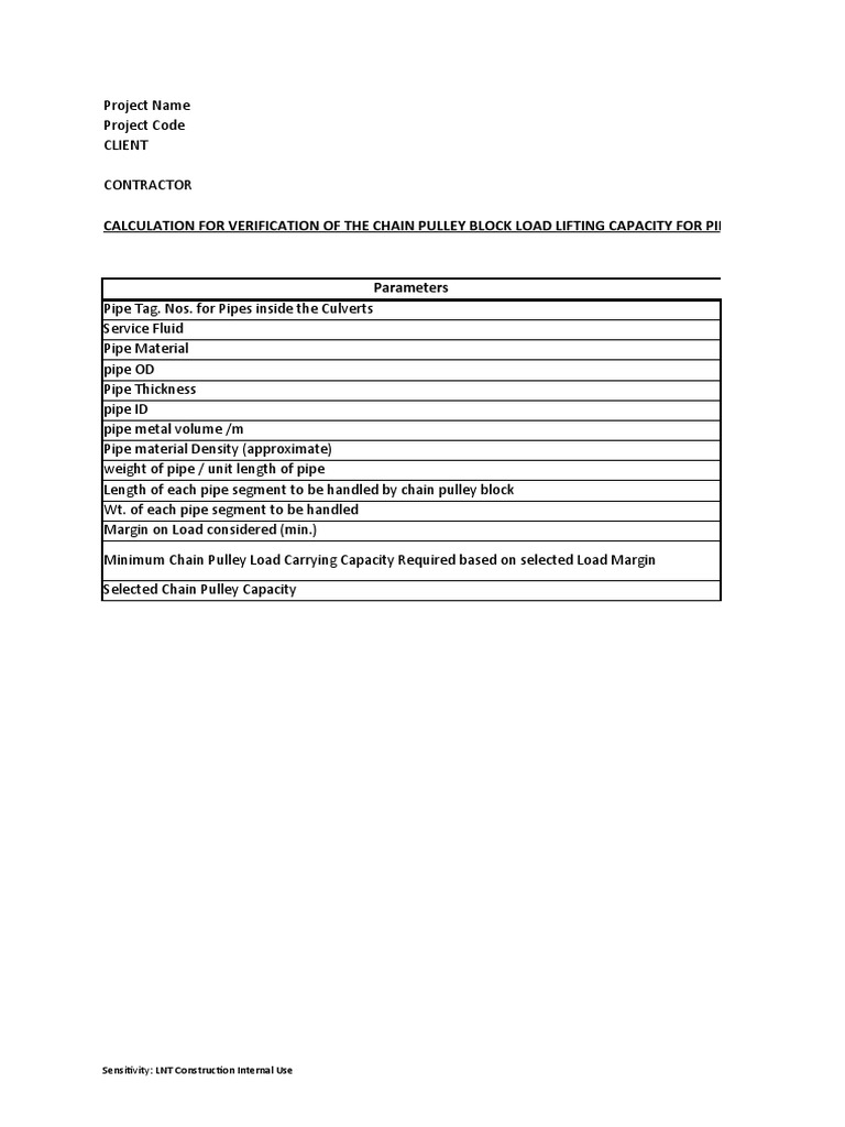 Chain Pulley Block Calculation PDF