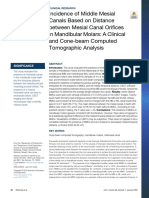 Incidence of Middle Mesial Canals Based On Distance Between Mesial Canal Orifices in Mandibular Molars A Clinical and Cone-Beam Computed Tomographic Analysis