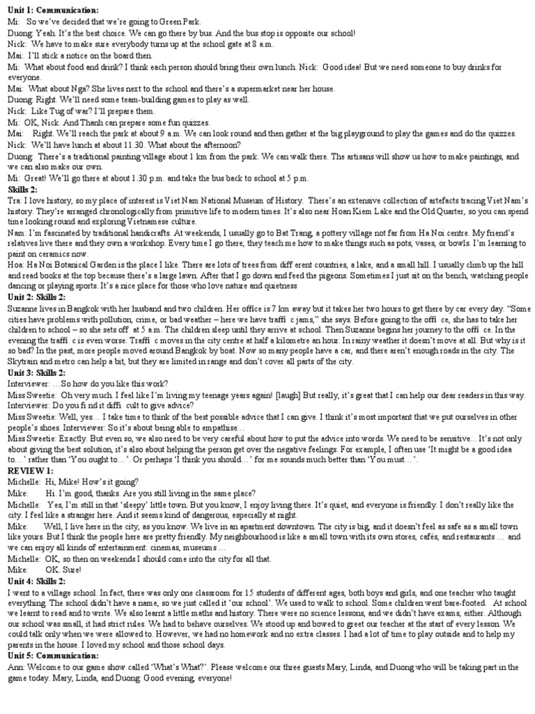 Tapescript English 9 Thi Diem PDF