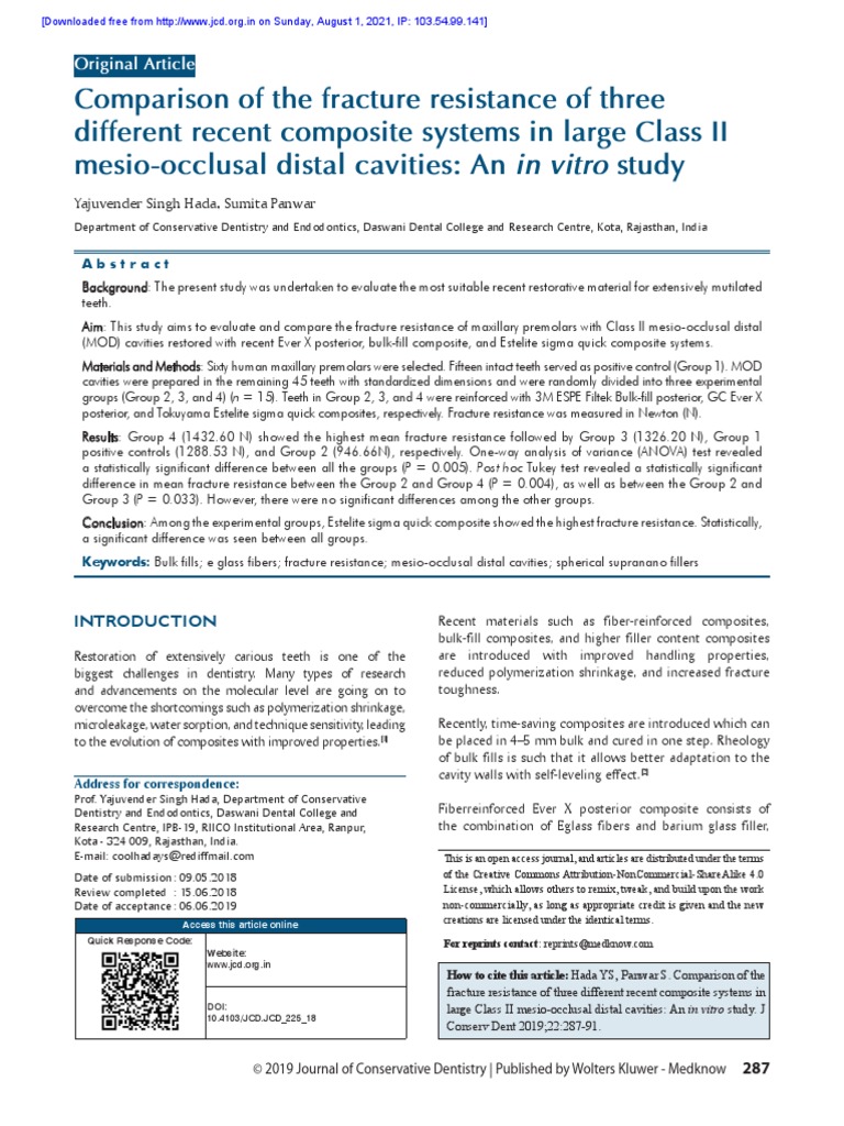 Comparison of The Fracture Resistance of Three Different Recent ...