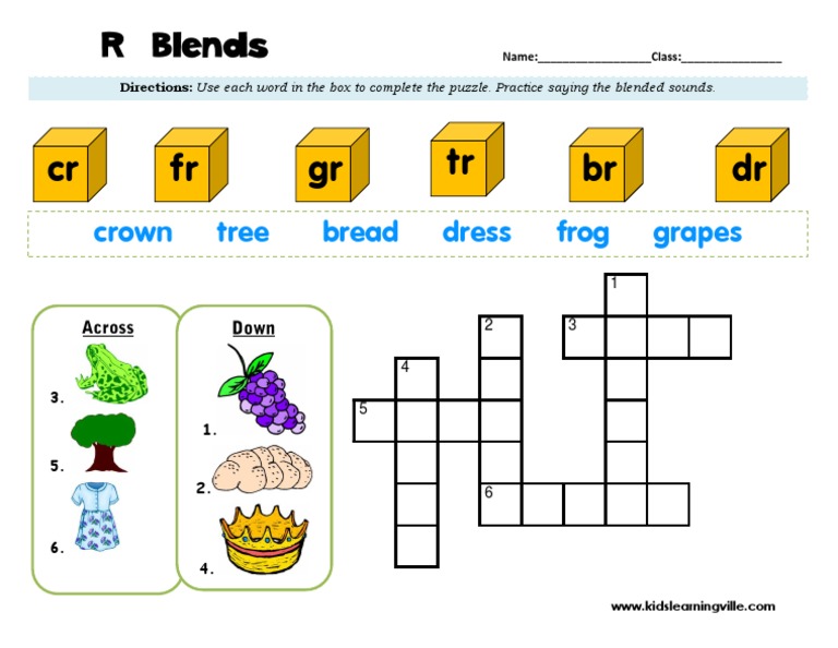 R Blends Crossword PDF