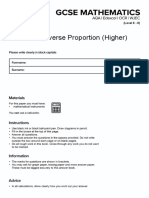 Direct and Inverse Proportion Using Algebra Questions MME