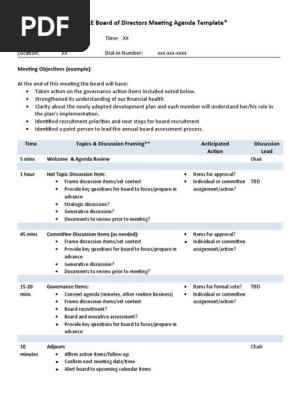 Board Meeting Agenda Template