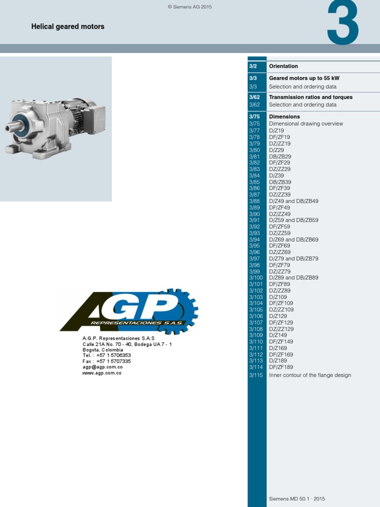 1 Flender Simogear Helical Geared Motor DZ, DZF, DZB, DZZ Series Catalogue PDF