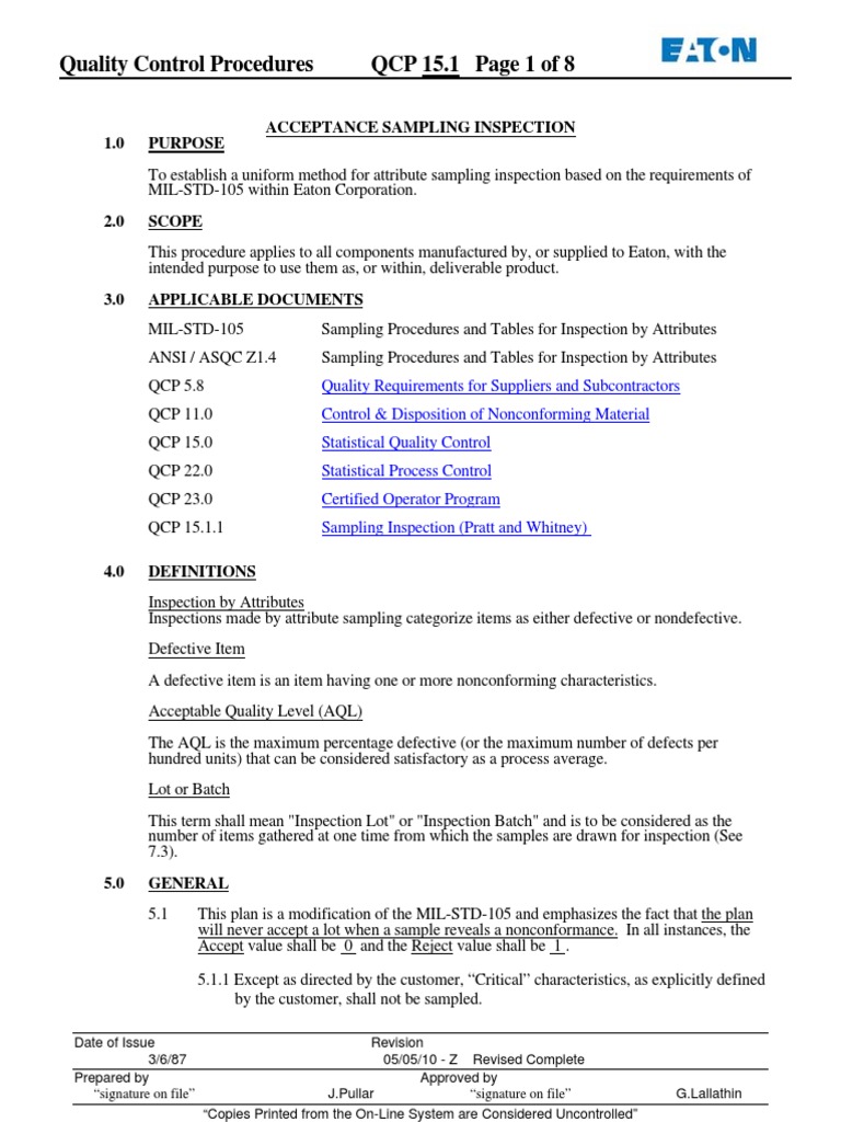 Acceptance Sampling Inspection | PDF | Sampling (Statistics) | Business ...