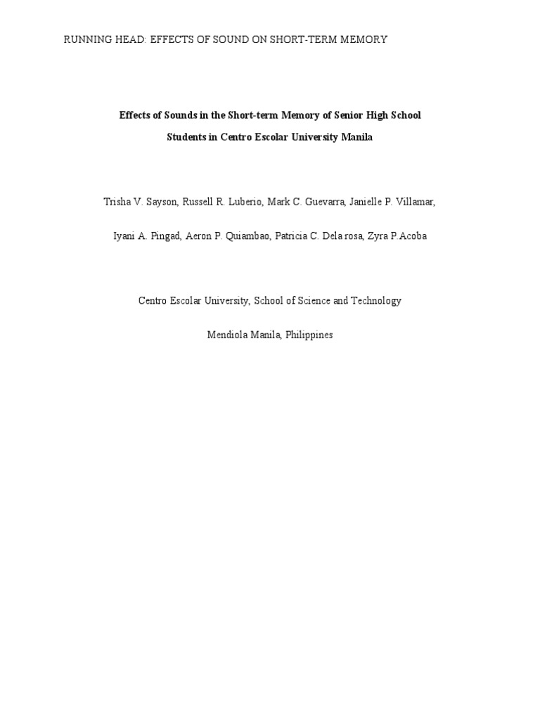 Impact of Sound on Memory Retention | PDF | Memory | Recall (Memory)