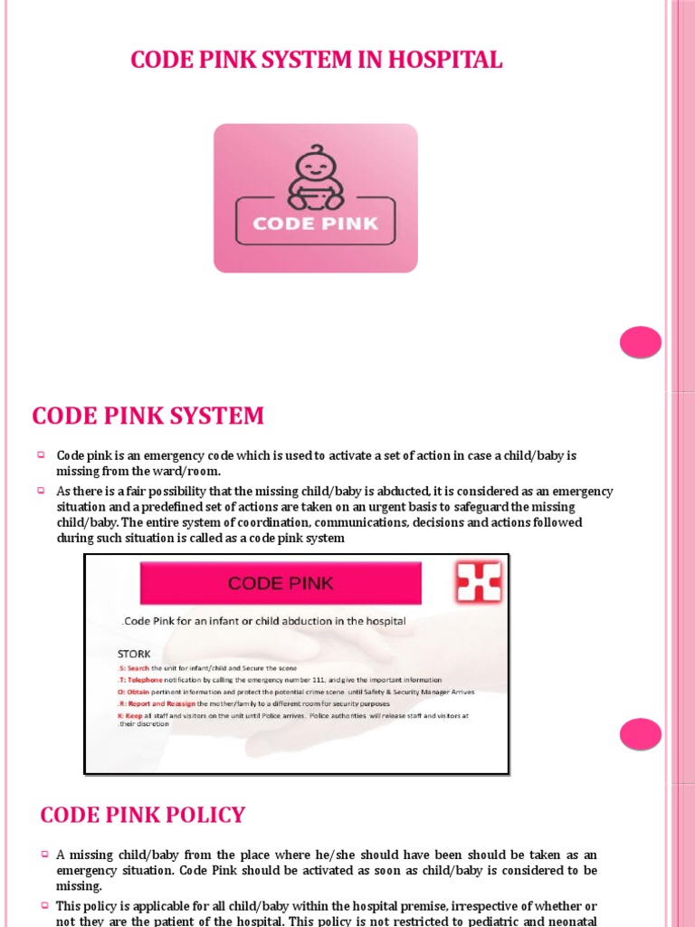 Code Pink PPT1 | PDF | Hospital | Police