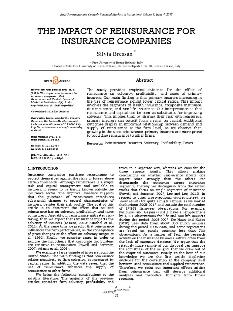 The Impact of Reinsurance For Insurance Companies PDF Insurance