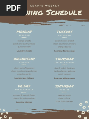 Blue Brown Modern Weekly Cleaning Schedule
