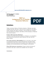 MKT-50 Assignment No.01 Marks: 20 Semester Fall 2011: Solution