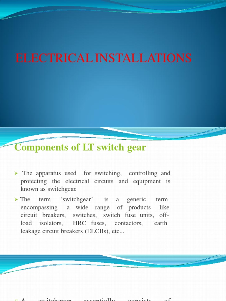 Electrical Installations and Components | PDF | Rechargeable Battery ...
