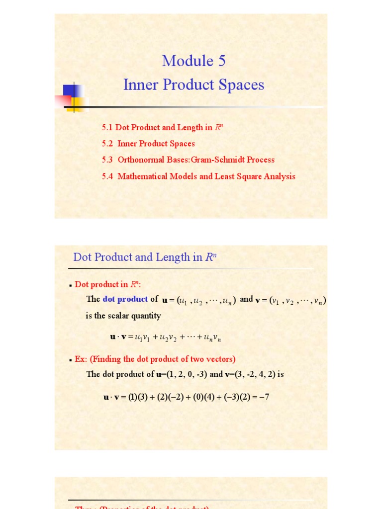 Inner Product Spaces and Dot Products | PDF | Mathematical Concepts ...