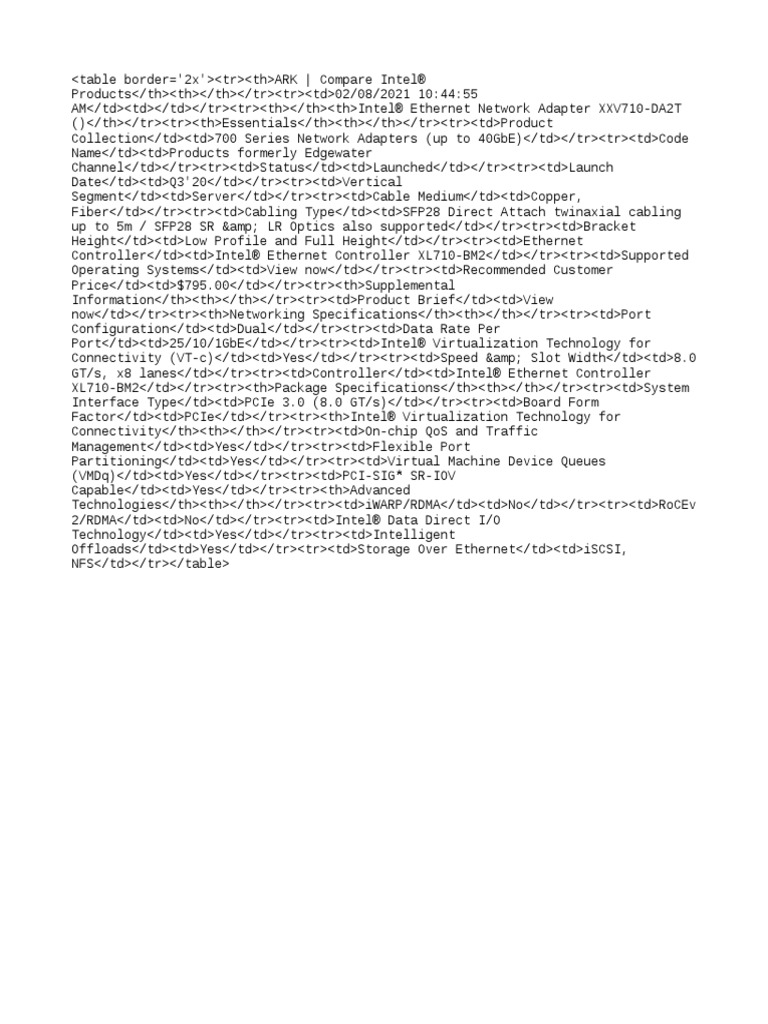 Intel ARK SpecificationsChart 2021 02 08 | PDF