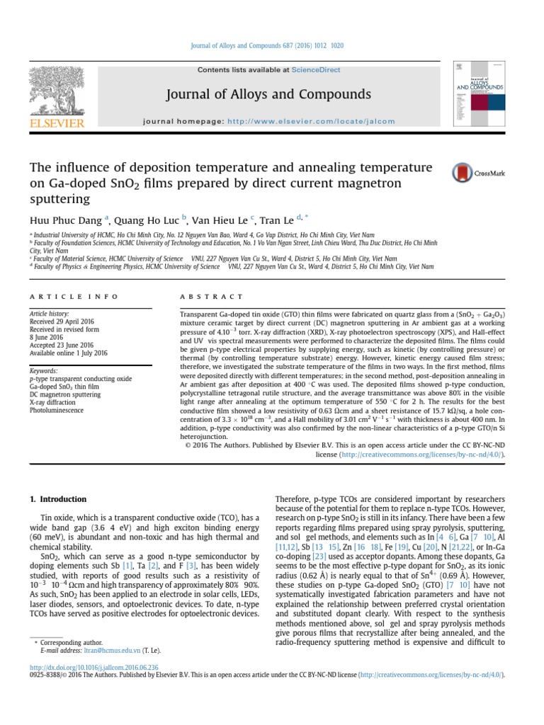 1-The Influence of Deposition Temperature and Annealing Temperature On ...