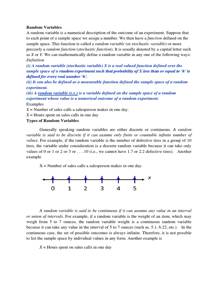 Random Variables and Pdfs | PDF | Probability Distribution | Random ...