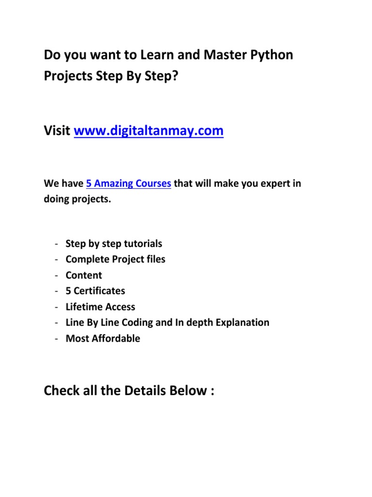 Master Python Projects Step by Step | PDF | Deep Learning ...