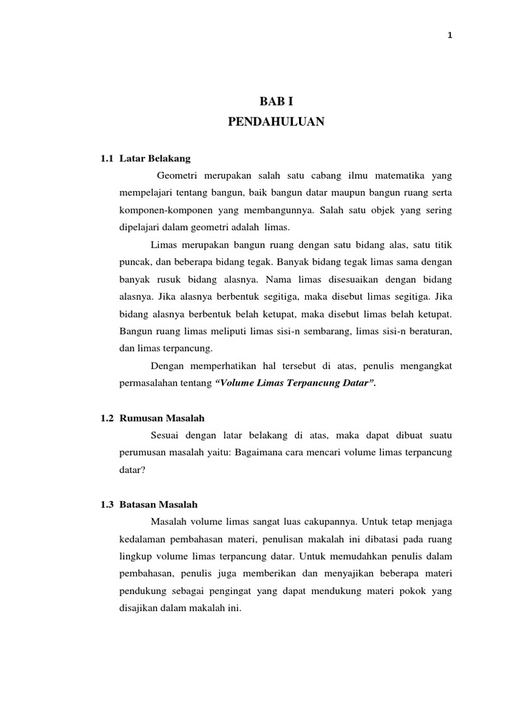Volume Limas Terpancung Datar | PDF