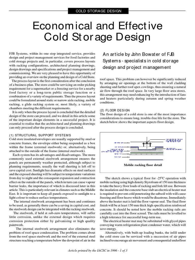 Cold Storage Design Overview and Guidelines | PDF | Refrigeration ...