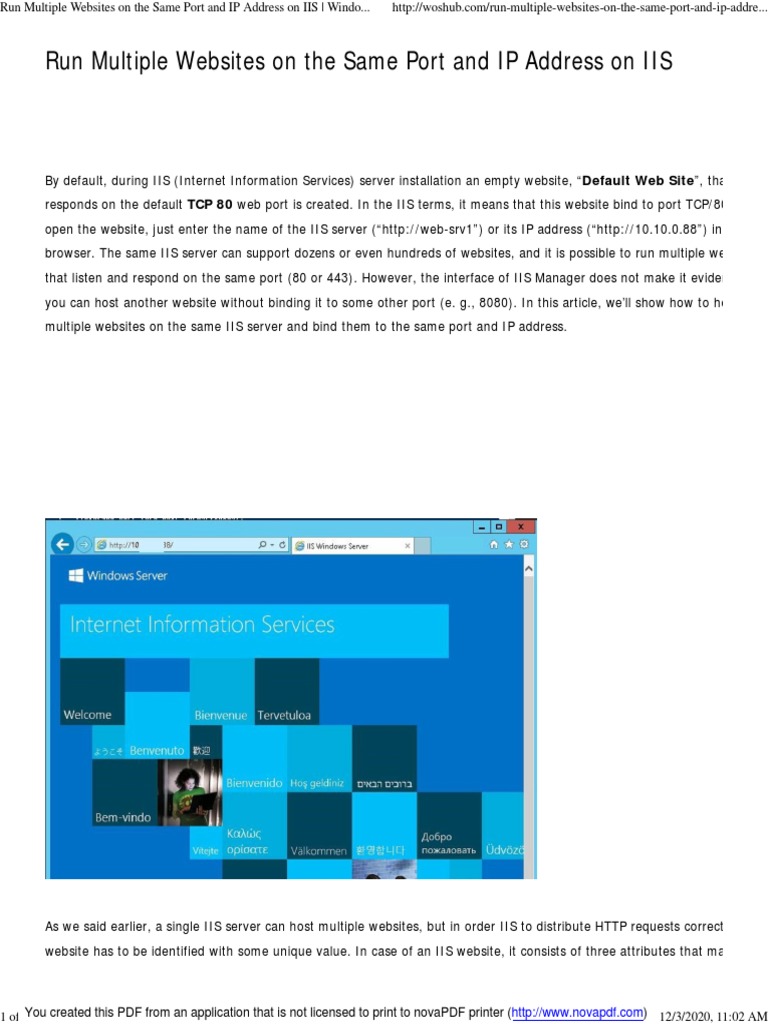Host Multiple IIS Websites on One IP | PDF | Port (Computer Networking ...