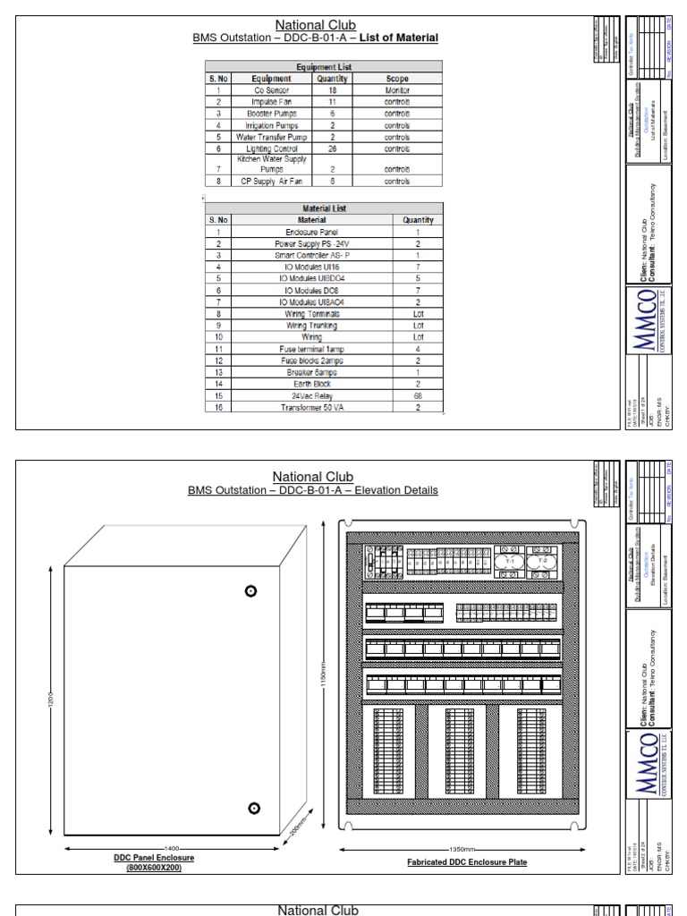 National Club BMS Outstation DDCB01A List of Material