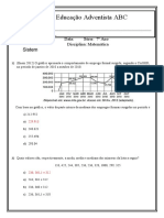 Educação Adventista ABC - Prova de Matemática do 7o Ano com 12 Questões