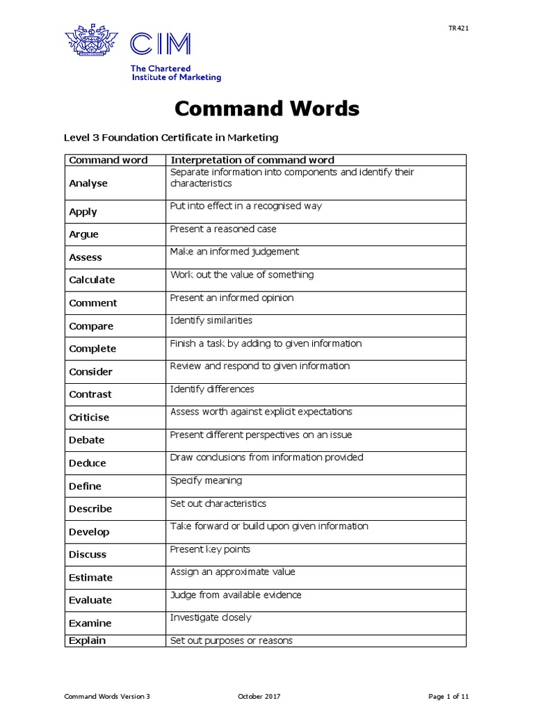 CommandWordsAll 3 Levels PDF Reason Evaluation