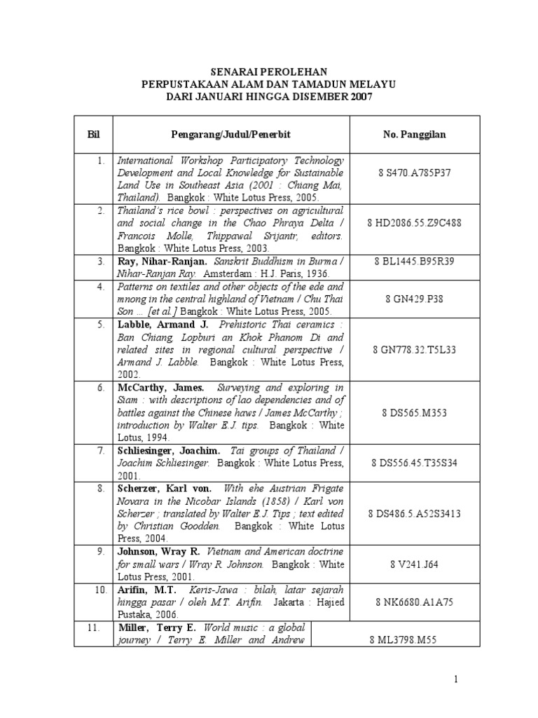 Senarai Perolehan Jan - Feb 2007 | PDF | Malaysia | Thailand