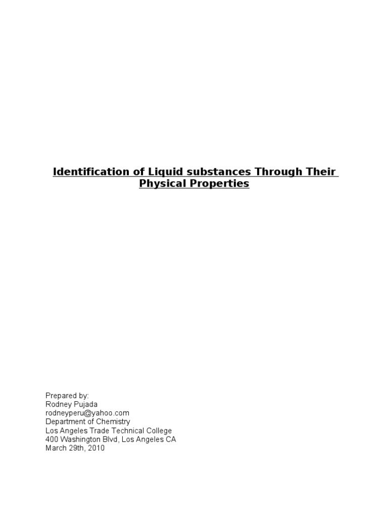 Identifying Liquids by Physical Properties | PDF | Solubility | Liquids