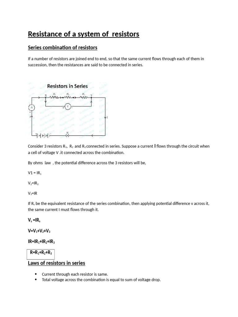 Resistance of A System of Resistors | PDF | Science & Mathematics