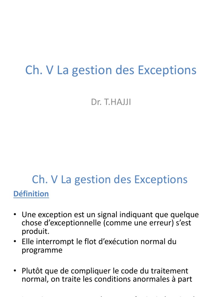 Gestion des Exceptions en Java | PDF | Classe (informatique) | Java ...