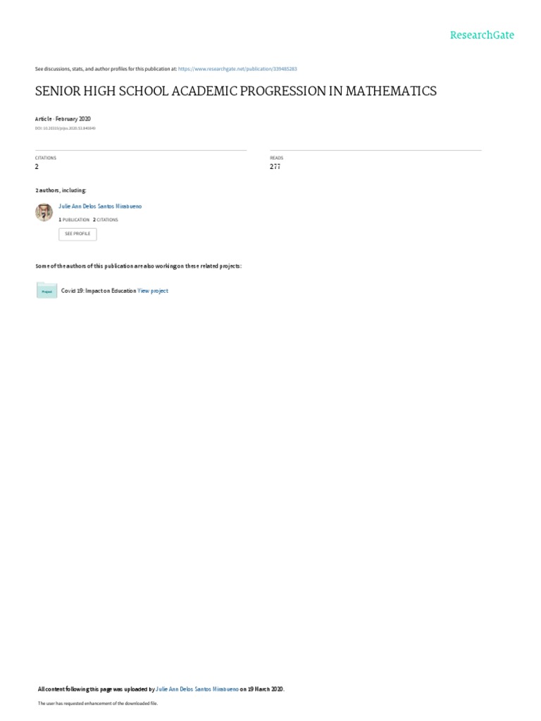 Senior High School Math Progression Study | PDF | Statistics ...