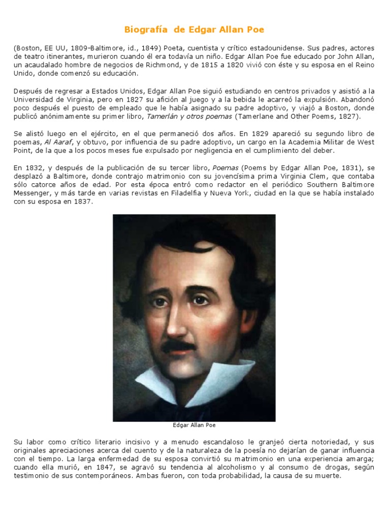 Biografía de Edgar Allan Poe PDF