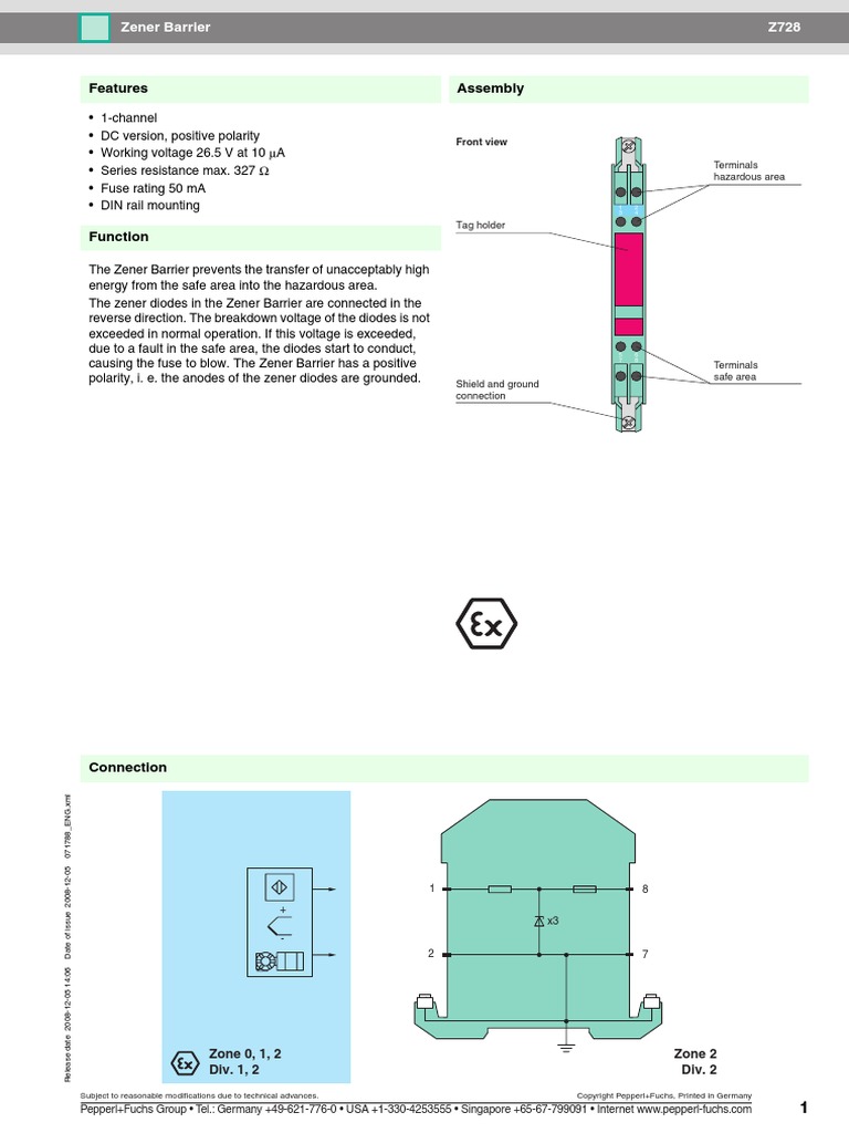 Assembly Features Terminals Hazardous Area PDF Diode Fuse