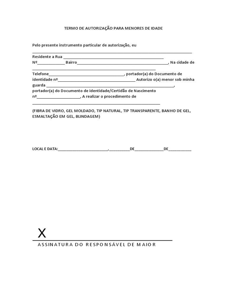 Formulário de Consentimento para Extensão de Cílios Modelo de Formulário