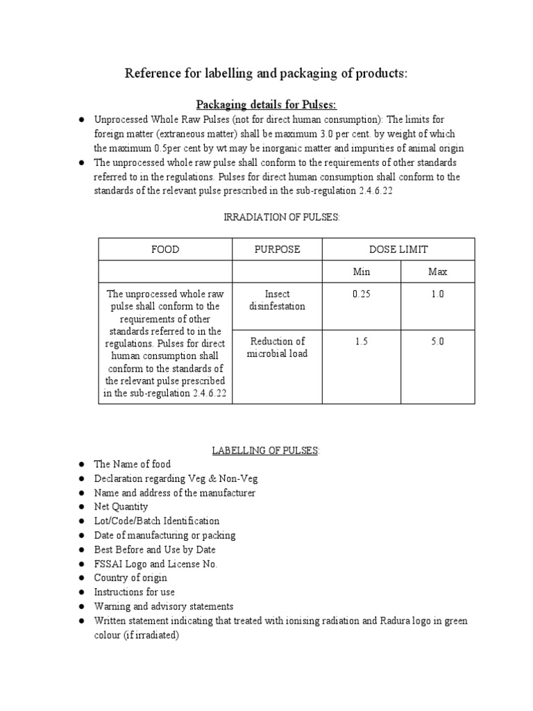 Packaging and Labelling Requirements PDF Fruit Preserves Foods