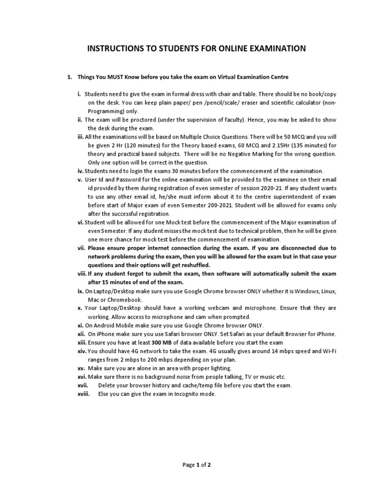 Student Instructions - Online Exam - MMMUT | PDF | Test (Assessment ...