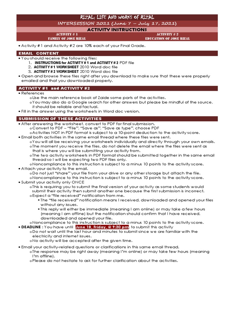 1.INSTRUCTIONS For ACTIVITY #1 and ACTIVITY # 2 | PDF