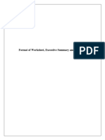 Format of Worksheet, Executive Summary and Final Report