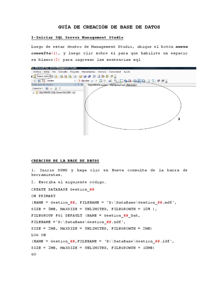 Creación de Base de Datos en SSMS | PDF | SQL | Servidor SQL de Microsoft