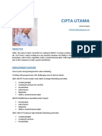 Cipta Utama's 6-year marketing and sales resume