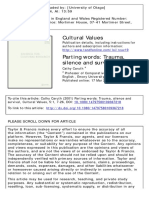 Cultural Values: To Cite This Article: Cathy Caruth (2001) Parting Words: Trauma, Silence and