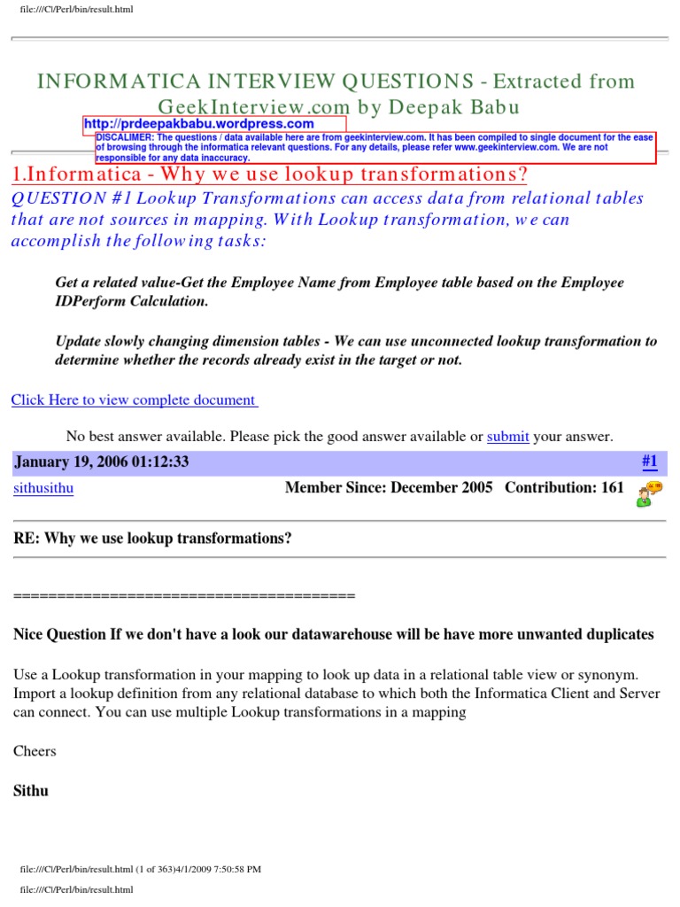 Informatica Faq | PDF | Relational Database | Database Index