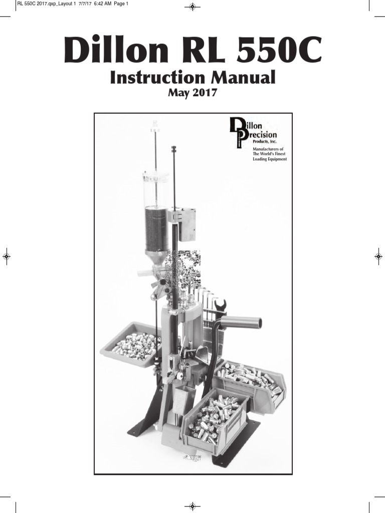 Dillon RL 550C Instruction Manual | PDF | Cartridge (Firearms) | Screw