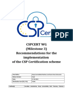 Cspcert WG (Milestone 3) Recommendations For The Implementation of The CSP Certification Scheme